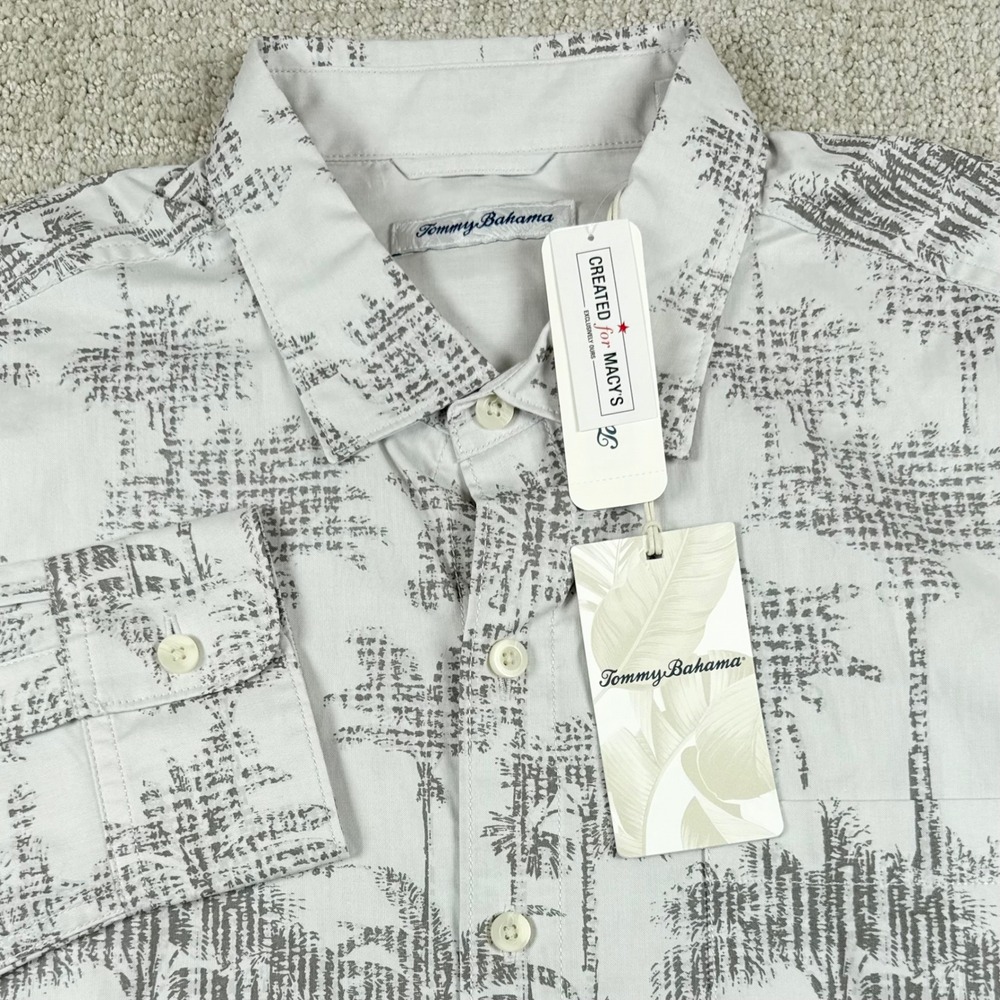 NEW Tommy Bahama Mens Large Palm Garden Chambray Long Sleeve Button Up Shirt